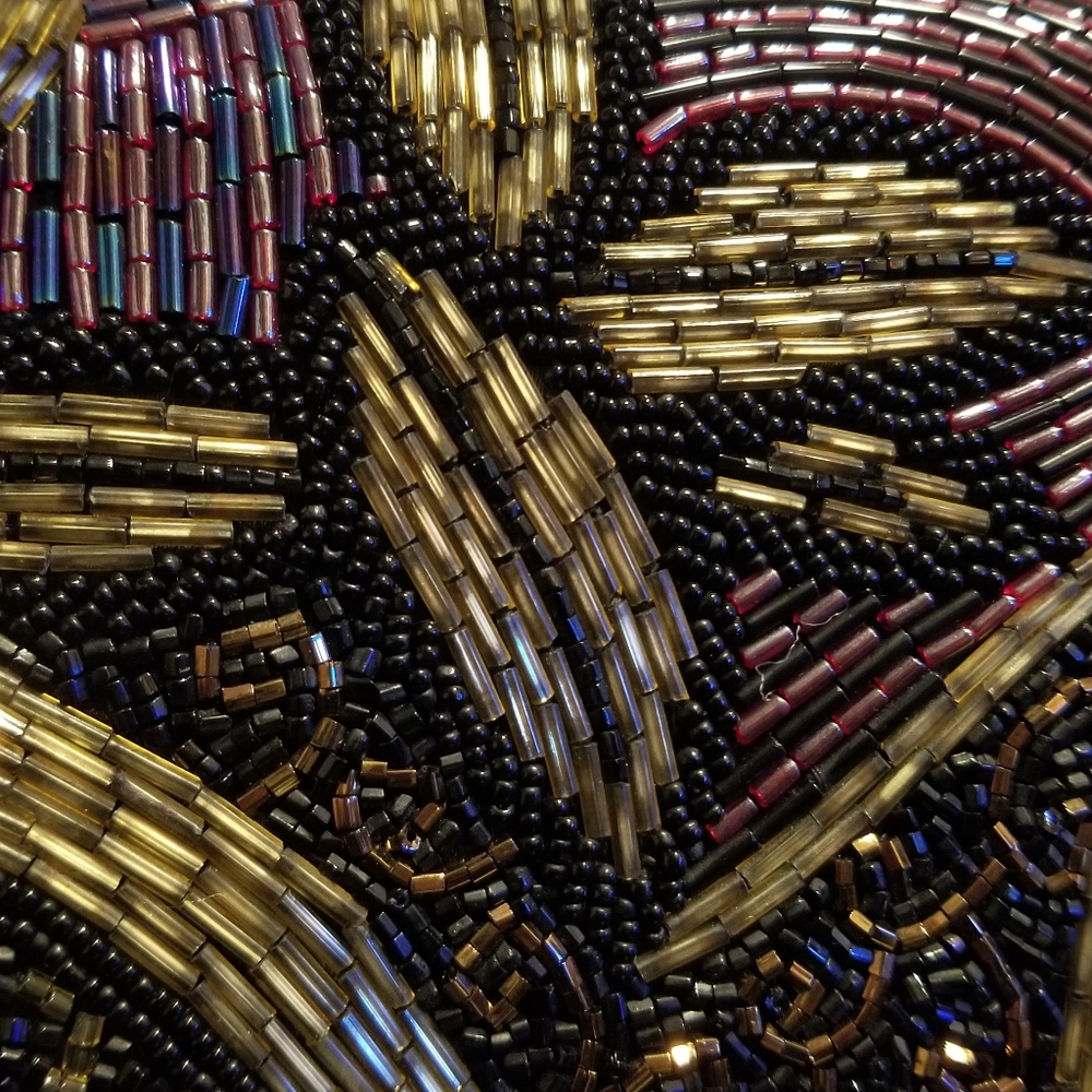 VINTAGE BEADED CLUTCH PROM WEDDING COCKTAIL BLACK TIE EVENING BAG 80S PREPPY VTG - Picture 6 of 9